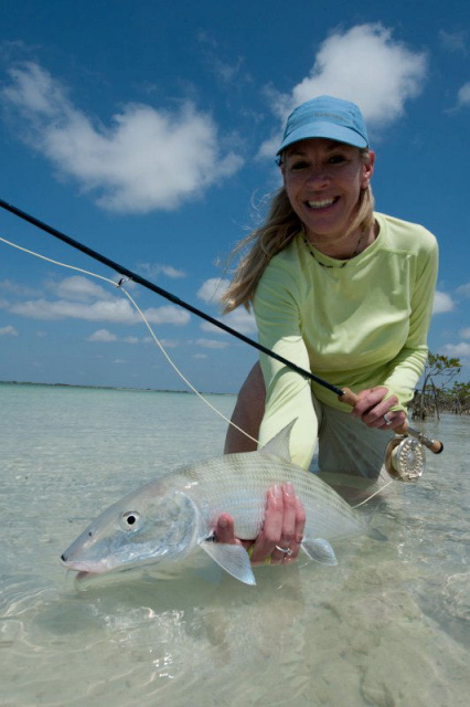Rebecca Garlock at Andros South with a fine Bonefish