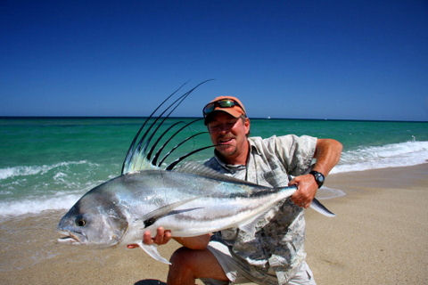 Beach fishing for Rooster Fish East Cape Baja