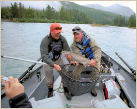 Stacy and ADF&G Biologist and Angler James testing theory.