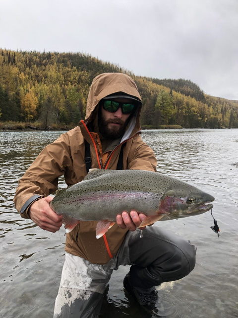 Jay from the Fly Project swinging flies on the Kenai River