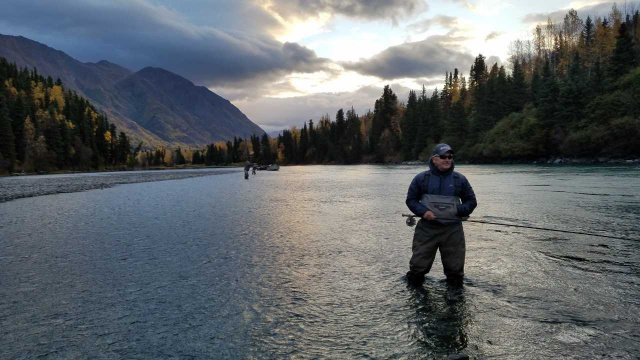 Swinging on the scenic Upper Kenai River.