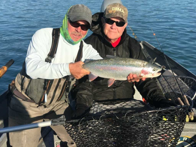 Denny Crum on his yearly trip to exercise Alaska Rainbows